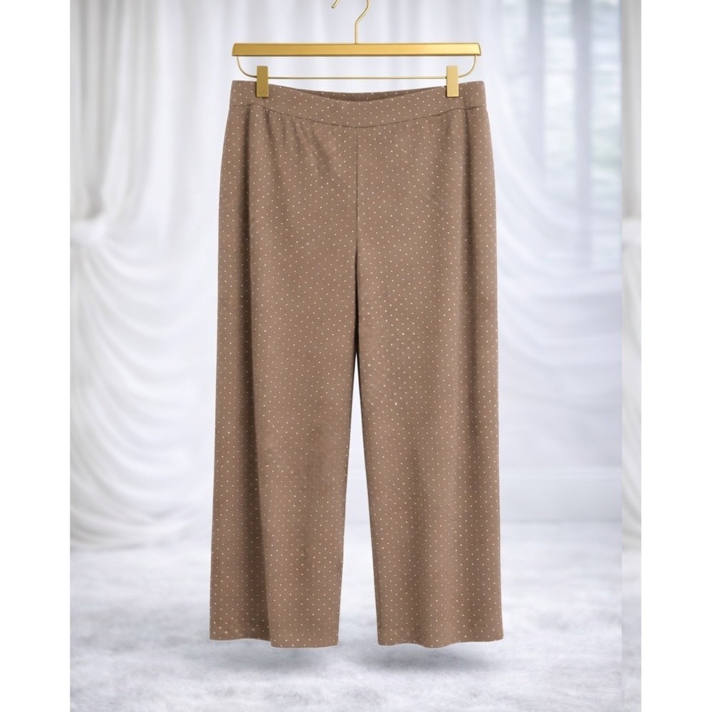 Susan Graver Lifestyle Spa Knit Pull-On Wide Leg Crop Pants XL Pockets A487774